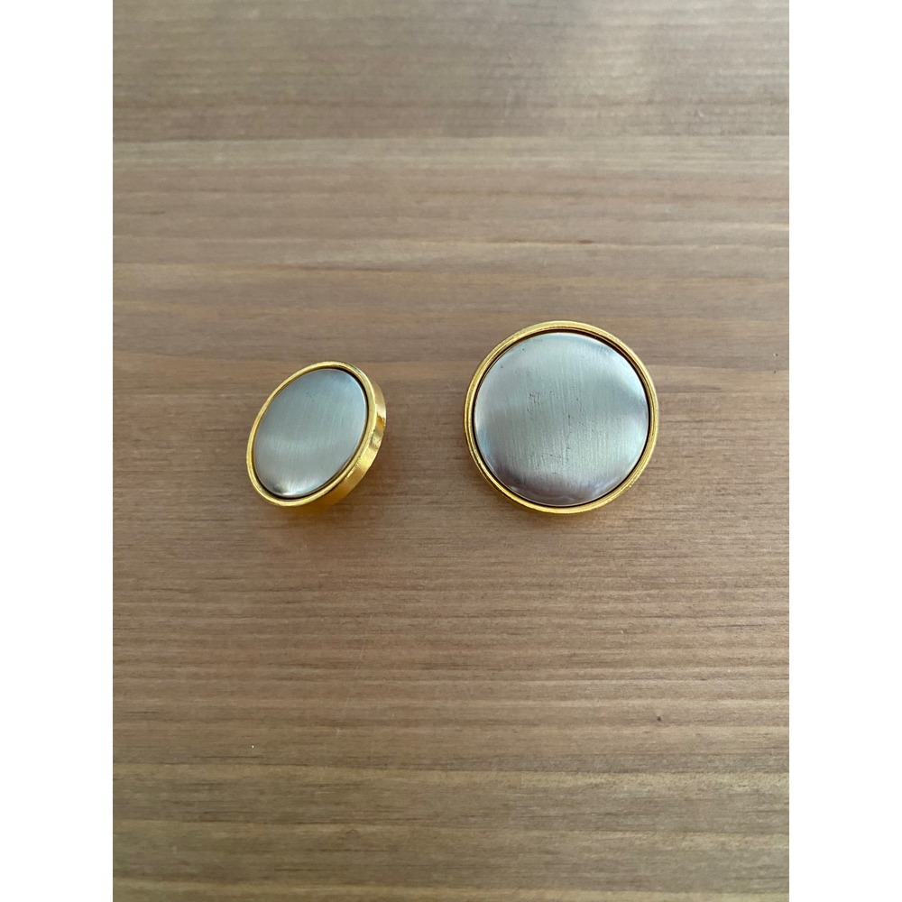 Vintage Two Tone Gold Silver Shank Buttons Set of 2 Mixed Sizes Blazer Coat
